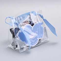 Sacs en plastique pvc, avec manche en soie, pour les cadeaux de fête, lumière bleu ciel, 19x13.5 cm, 10 set / sac