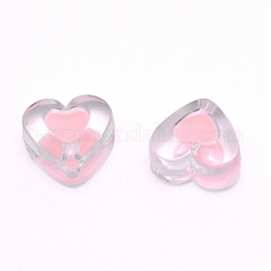 Cuentas de acrílico de esmalte transparente transparente, corazón, rosa, 15x17x11mm, agujero: 2 mm