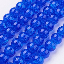 Lackiert Knistern Glasperlen Stränge, Runde, Blau, 10 mm, Bohrung: 1.3~1.6 mm, ca. 80 Stk. / Strang, 31.4 Zoll