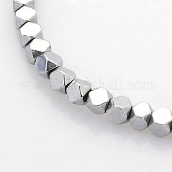 Electroplate Non-magnetic Synthetic Hematite Beads Strands, Faceted Cube, Platinum Plated, 2x2x2mm, Hole: 1mm, about 294pcs/strand, 15.7 inch