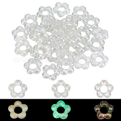 Arricraft 36 pièces 3 couleurs cadre de perles acryliques lumineuses, couleur ab , fleur, couleur mixte, 20.5~26x22~27x5~8mm, Trou: 1.6~2.3mm, 12 pcs / couleur