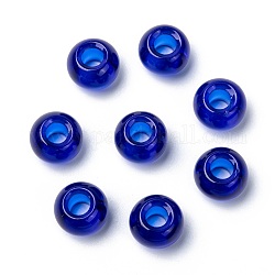 Perles européennes en verre, Perles avec un grand trou   , rondelle, bleu royal, 15x10mm, Trou: 5~6.4mm