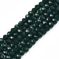Cuentas opacas de color sólido cuentas de vidrio, facetados, rerondana plana, verde oscuro, 3.5x3mm, agujero: 0.4 mm, aproximamente 123~127 pcs / cadena, 13.7~14.1 pulgada (35~36 cm)