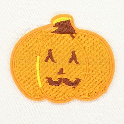 Stoffa per ricamo computerizzata stirare / cucire toppe, accessori costume, zucca di halloween jack-o'-lantern, arancione, 5.8x6.7cm