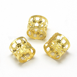 Dreadlocks de fer perles décoration de cheveux, poignets de cheveux, colonne, or, 11.5x10mm, Trou: 10.5mm, convient pour strass de 1.5 mm
