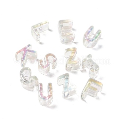 Perles en acrylique transparente, couleur ab , lettres mixtes aléatoires, clair ab, 18~19.5x11~14.5x12.5~13mm, Trou: 3.5~4mm
