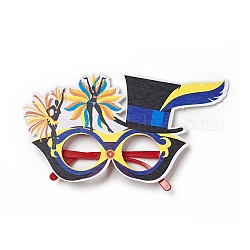 Fieltro brasil carnaval gafas marco decoración, gafas máscaras de disfraces, accesorios de actuación en el escenario, con soporte de plástico, patrón de sombrero, 130x240x14mm