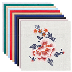 BENECREAT 10Pcs 10 Colors 14CT Cross Stitch Fabric Sheets, Cotton Embroidery Fabric, for Making Garments Crafts, Mixed Color, 300x300x0.6mm, 1pc/color
