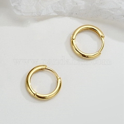 925 Sterling Silver Hoop Earrings, Round Ring, Real 18K Gold Plated, 11mm