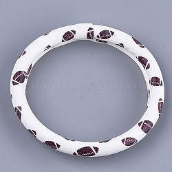 Bracelets en silicone / porte-clés, recouvert de cuir PU, pour la fabrication de porte-clés bracelet, blanc, 3-1/8 pouce (8 cm)