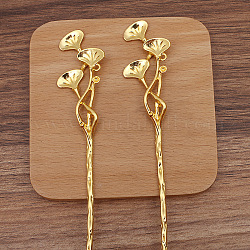 Lotus Alloy Hair Sticks Findings, Round Bead & Enamel Settings, Golden, 169x28mm, Fit for 1mm & 2mm Beads