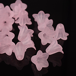Perles de fleur en acrylique rose transparent mat, 17.5x12mm, Trou: 1.5mm