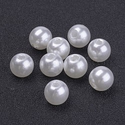 Perles acryliques en perles d'imitation, ronde, neige, 8mm, Trou: 2mm, environ 2000 pcs/500 g