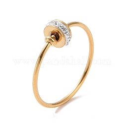 Anello da dito rotondo piatto con strass di cristallo, placcatura ionica (ip) 304 gioielli in acciaio inossidabile per donna, oro, misura degli stati uniti 6 1/2~9 (17~18.9mm)