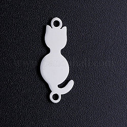 20120x8x1ステンレス鋼の子猫リンクコネクター  猫のシルエット  ステンレス鋼色  1.5mm  穴：[1]mm