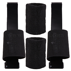 Gorgecraft 1 set di impugnature in fibra per il sollevamento pesi, con 2 braccialetto in corda di fibre di poliestere per lo sport, nero, 70~345x175x5mm