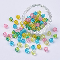 Perline di vetro crackle verniciate a spruzzo 5 colore verniciato, tondo, colore misto, 8mm, Foro: 1.3~1.6 mm