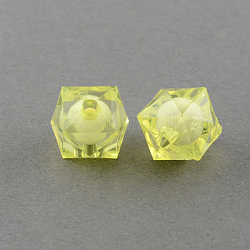 Perline acrilico trasparente, perline in perline, cubo sfaccettato, giallo champagne, 10x9x9mm, Foro: 2 mm, circa 1050pcs/500g