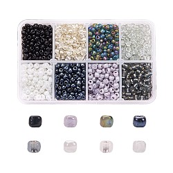 1 caja 6/0 perlas de vidrio semillas redondas perlas separadoras sueltas, color mezclado, 4mm, agujero: 1 mm, aproximamente 1900 unidades / caja