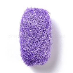 Fil à crocheter en polyester, fil frottant étincelant, pour lave-vaisselle, torchon, décoration artisanat tricot, bleu violet, 10~13x0.5mm, 218.72 yard (200m)/rouleau