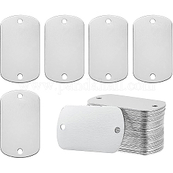 BENECREAT 30Pcs Aluminum Blanks Tags with 2 Holes, 50x29x1mm Oval Blank Engraving Connector Charms for DIY Dog Tags, Necklace Bracelet Jewelry Decorative Craft, Platinum
