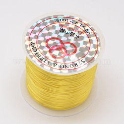 Chaîne de cristal élastique plat, fil de perles élastique, pour la fabrication de bracelets élastiques, jaune, 0.8mm, environ 54.68 yards (50 m)/rouleau