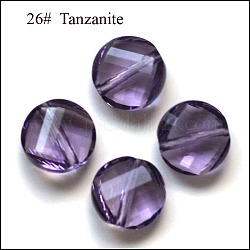 Имитация австрийских кристаллов, класс AAA, граненые, плоско-круглые, средне фиолетовый, 10x5 мм, отверстие : 0.9~1 мм
