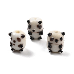 Manuell Murano Glas Perlen, Panda, Schwarz, 11~12x8~9x9~11 mm, Bohrung: 1.6~2.4 mm