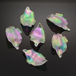 Colgantes acrílicos transparentes ecológicos chapados en color ab, colorido, 33x19x3mm, agujero: 1.5 mm