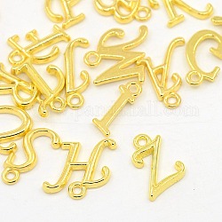 Mixed Alphabet Tibetan Style Alloy Letter Charms, Golden, 13~16.5x5~15x2mm, Hole: 1mm