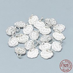 925 серебряный шарм, с целью перехода в кольце, Замок долговечности, серебряные, 8x10x1 мм, отверстие : 3.5 мм