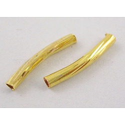Rohr Perlen, gebogen, Messing, Goldene Farbe, Nickelfrei, 2 15 mmx mm, Bohrung: ca. 1.2 mm