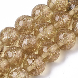 Handgemachte Glasperlen Goldsand-Stränge, leuchtend, Runde, dunkelgolden, 11.5~12.5x11~12 mm, Bohrung: 1 mm, ca. 45 Stk. / Strang, 19.69 Zoll