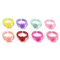 AS Plastic Open Cuff Ring Components, Plain Pad Ring Settings for Kids, Flat Round, Mixed Color, US Size 1 3/4(13mm), Tray: 8.5mm