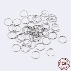 925 annello aperto in argento sterling placcato rodio, anelli rotondi, platino, 19 gauge, 6x0.9mm, diametro interno: 4mm, circa 93pcs/10g