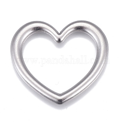 304 anelli di collegamento in acciaio inox, cuore, colore acciaio inossidabile, 28.5x32x2.5mm, diametro interno: 17x24mm