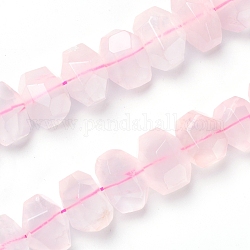 Chapelets de perles en quartz rose naturel, facette, polygone, 12~15x17~21x9~15mm, Trou: 1.2mm, Environ 15 pcs/chapelet, 7.48 pouce ~ 7.87 pouces (19~20 cm)