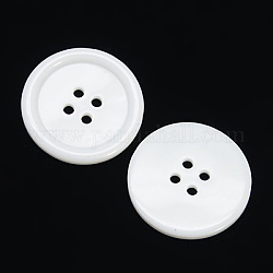 Botones de resina, teñido, plano y redondo, blanco, 23x3mm, agujero: 2 mm, 195 unidades / bolsa