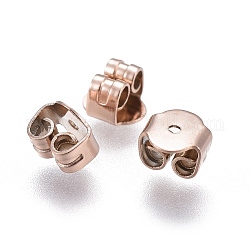 Ion Plating(IP) 304 Stainless Steel Ear Nuts, Earring Backs, Rose Gold, 5x5x3.5mm, Hole: 0.8mm