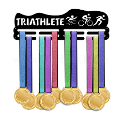 Support de mur d'affichage de support de cintre de médaille de fer de mode, avec des vis, modèle de triathlon, 150x400mm