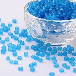(service de remballage disponible) perles de rocaille en verre, couleurs mates, ronde, bleu ciel, 8/0, 3mm, environ 12 g /sachet 