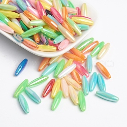 Spagetti Beads Plating Acrylic Beads, AB Color, Rice, Mixed Color, Size: about 6mm wide, 19mm long, hole: 1mm, about 1740pcs/500g