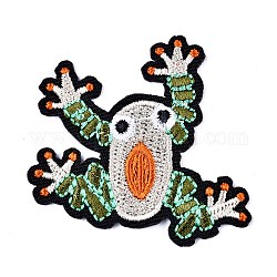 カエルの形のコンピューター化された刺繡布アイロン/パッチで縫う  マスクと衣装のアクセサリー  アップリケ  カラフル  52x48x1.9mm