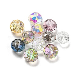 Perles en verre electroplate transparent , facette, rondelle, couleur mixte, 6x4.5mm, Trou: 1.2mm, 100 pcs /sachet 