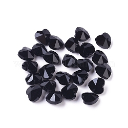 Perles en verre transparentes, facette, cœur, noir, 10x10x7mm, Trou: 1~1.2mm