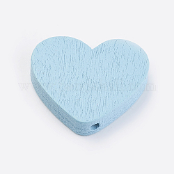 Perline di legno naturale, tinto, cuore, cielo azzurro, 21x23.5x5mm, Foro: 2 mm, circa 590pcs/500g