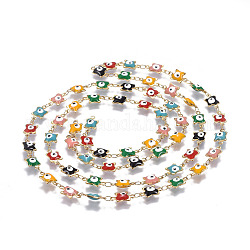 304 Stainless Steel Enamel Chains, Soldered, Butterfly with Evil Eye, Golden, Colorful, 11.5x6.5x2.5~3mm