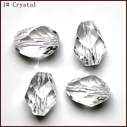 Imitazione branelli di cristallo austriaco, grado aaa, sfaccettato, bicono, chiaro, 10x13mm, Foro: 0.9~1 mm