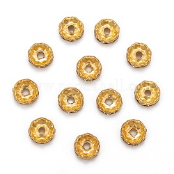 Iron Rhinestone Spacer Beads, Grade A, Rondelle, Waves Edge, Golden, 10x3.5mm, Hole: 2mm
