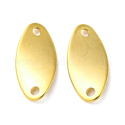 304 ciondoli connettore in acciaio inossidabile, maglie ovali, vero placcato oro 14k, 16.5x8.5x1.2mm, Foro: 1.6 mm